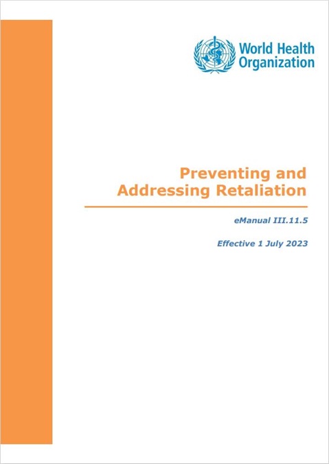 WHO Policy on Preventing and Addressing Retaliation