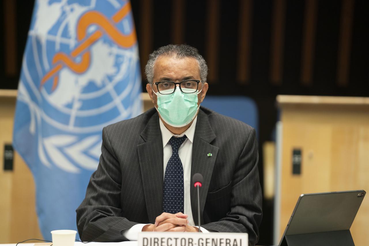WHO Director-General, Dr Tedros Adhanom Ghebreyesus during the 147 resumed session of the Executive Board.